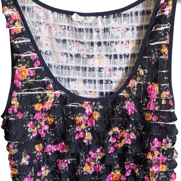 VINTAGE Free People Floral Print All Over Ruffle Dress. Size Medium. - Picture 3 of 12